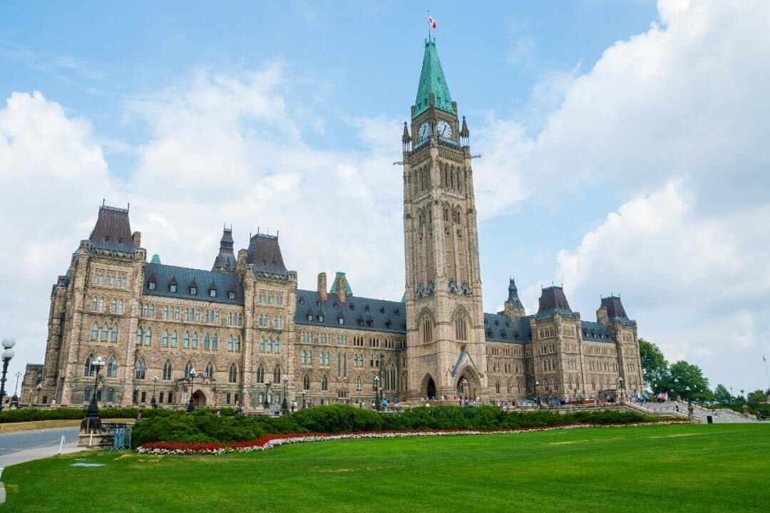 Centre Block, edificio del parlamento su Parliament Hill, a Ottawa.
