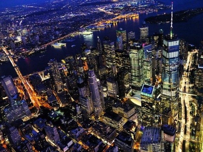 New York di notte vista dall'alto