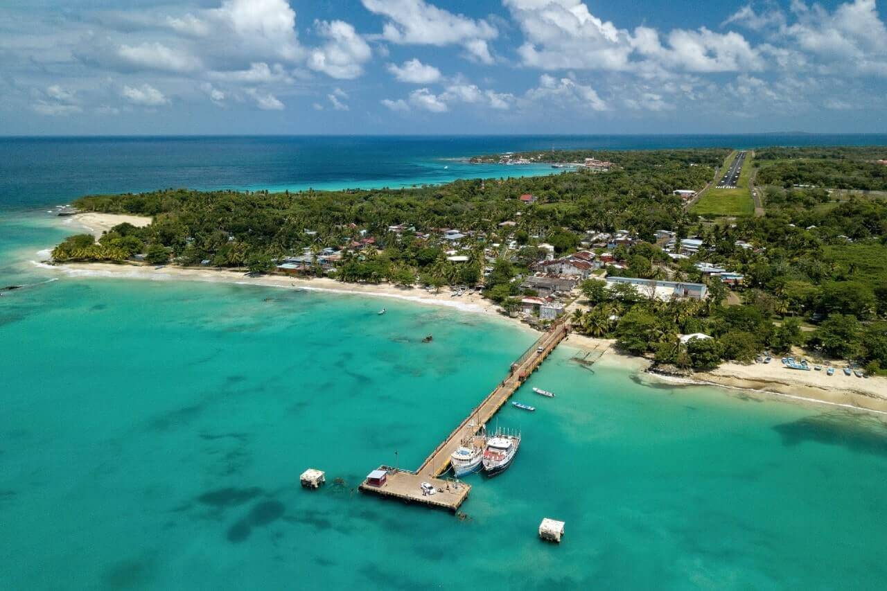 Vista aerea di Corn Island, in Nicaragua.