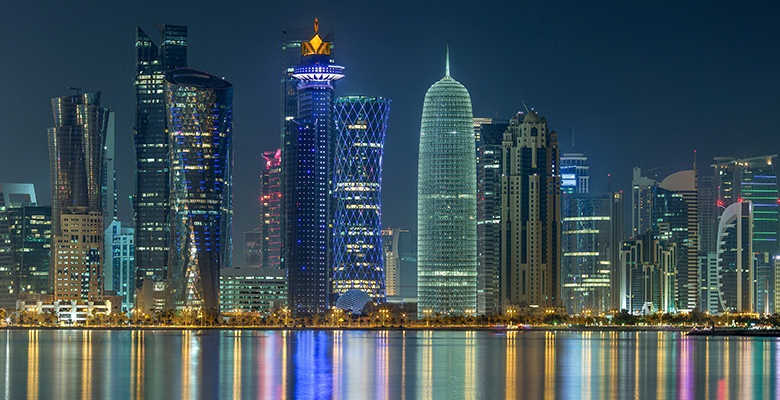 Il magnifico skyline di Doha, dove assaporare tutto il fascino metropolitano della capitale con assicurazione viaggio Qatar alla mano