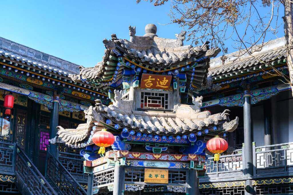 Antico edificio di Pingyao, un tempio di architettura cinese.